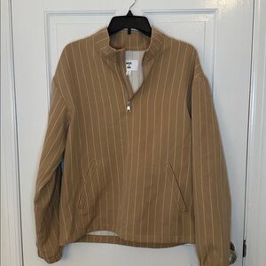 Mode of One‎ Tan Striped Quarter Zip Pullover size S NWT Imperfect